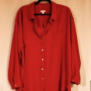 J. Jill Burnt Orange Blouse & Tank Set 2X